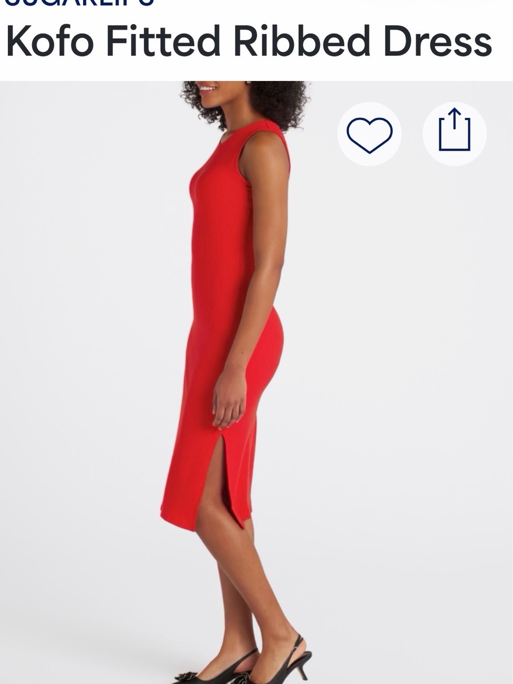 Fitted Ribbed Dress - Red - Picture 2 of 6